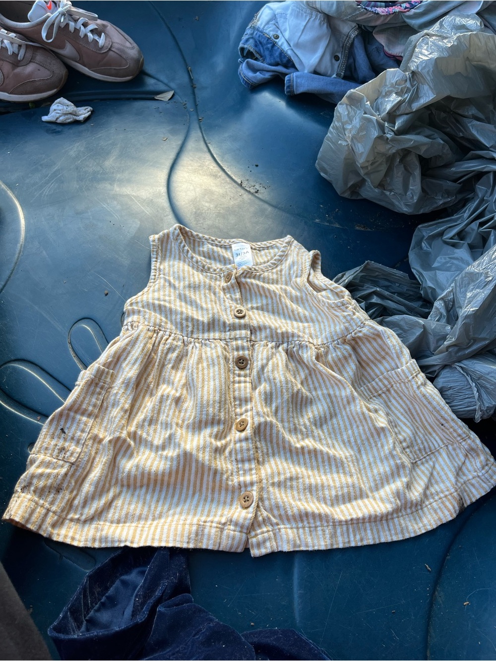 Carter's Yellow and White Striped Button-Front Dress
